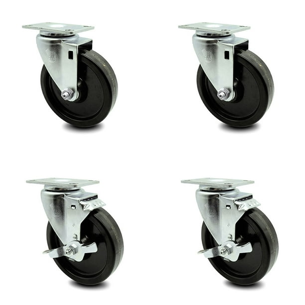 5 Bakery Caster Swivel with Hi-Temp Phenolic Wheel with 2-3/8x3-5/8 Mounting Plate 